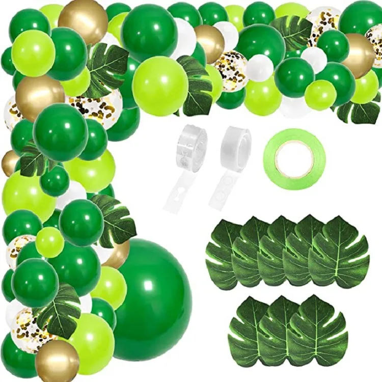 135pcs Birthday Valentines Backdrop Decoration Supplies Latex Helium Qualatex Green Jungle Safari Balloons Garland Arch Kit Set