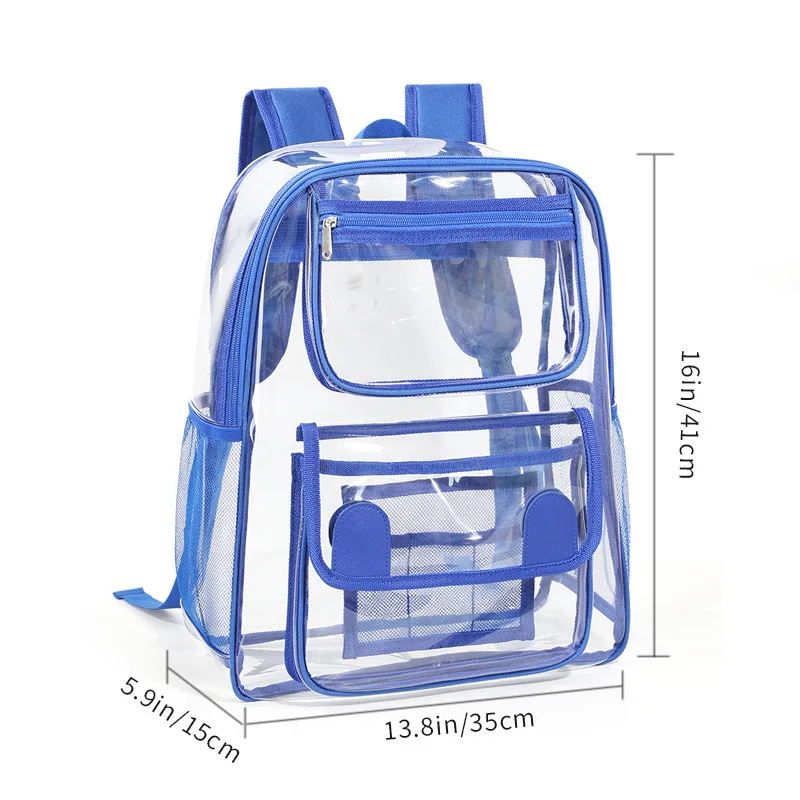 Transparent School Backpack, With Water-Resistant PVC Plastic Material and Ruggedly Ruinforced Shoulder Straps