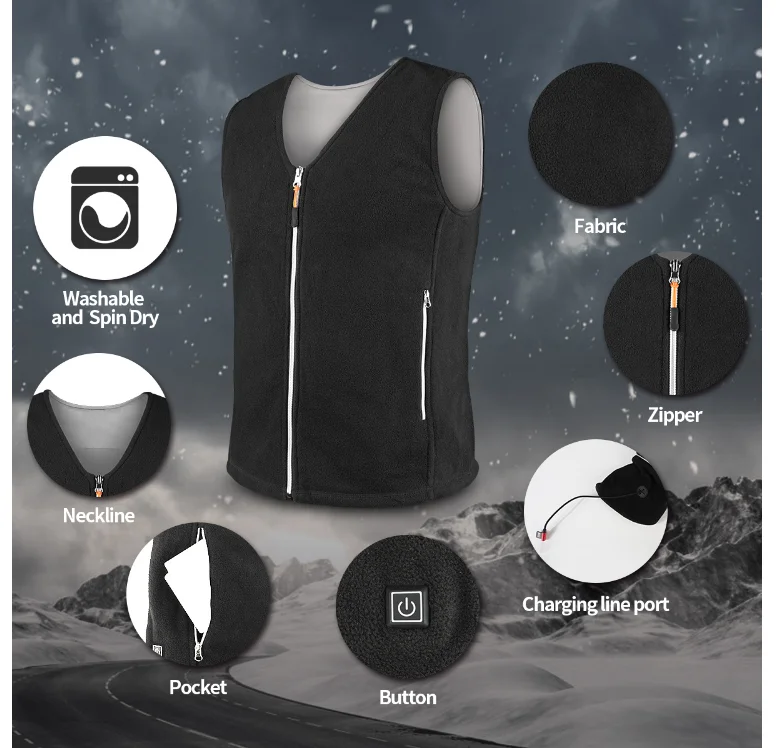 USB chargeable heated vest portable power bank supplier heating wait coat intelligent clothing soft and warm heated suits