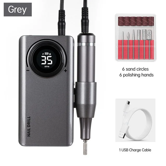 Nail Drill 35000rpm Manicure Electric Machine Wireless Rechargeable Polishing Nail Polisher Machine Primer Pen Portable