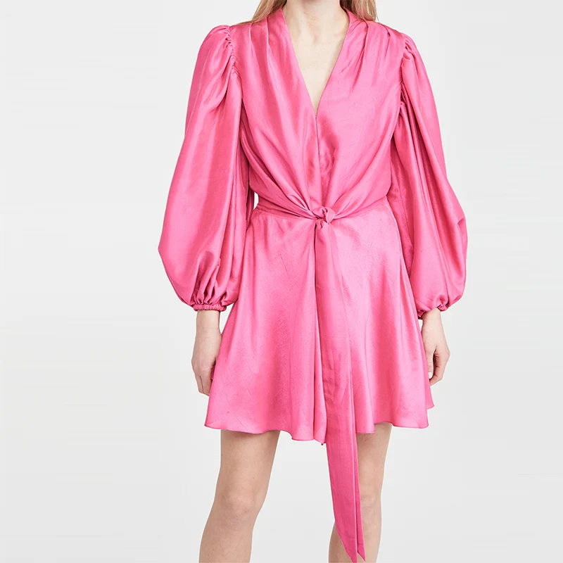 Party Club Lady Skirt Mini 2021 Deep V Neck Pink Club Dress Women Dresses Casual Summer Korean Clothes Dress