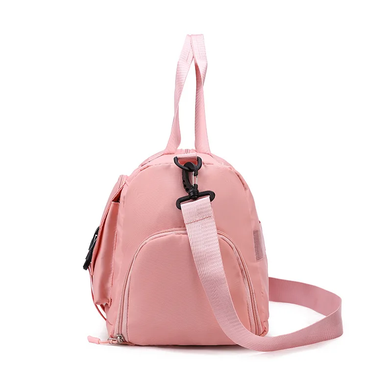 Pink Nylon Custom LOGO Lightweight Large Capacity Duffle Bag Gym Sports Duffle Bags