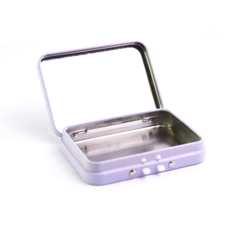 Custom Tin Containers Metal Rectangular Box Empty Hinged Tins Box with the Flip Top Lid