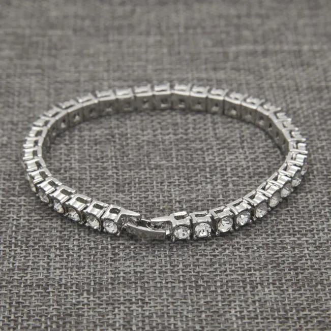 Fashion Bracelet Hip-hop Jewelry Rhinestones Crystal 3mm 4mm 5mm Tennis Chain Bracelets Trend Jewelry Wholesale