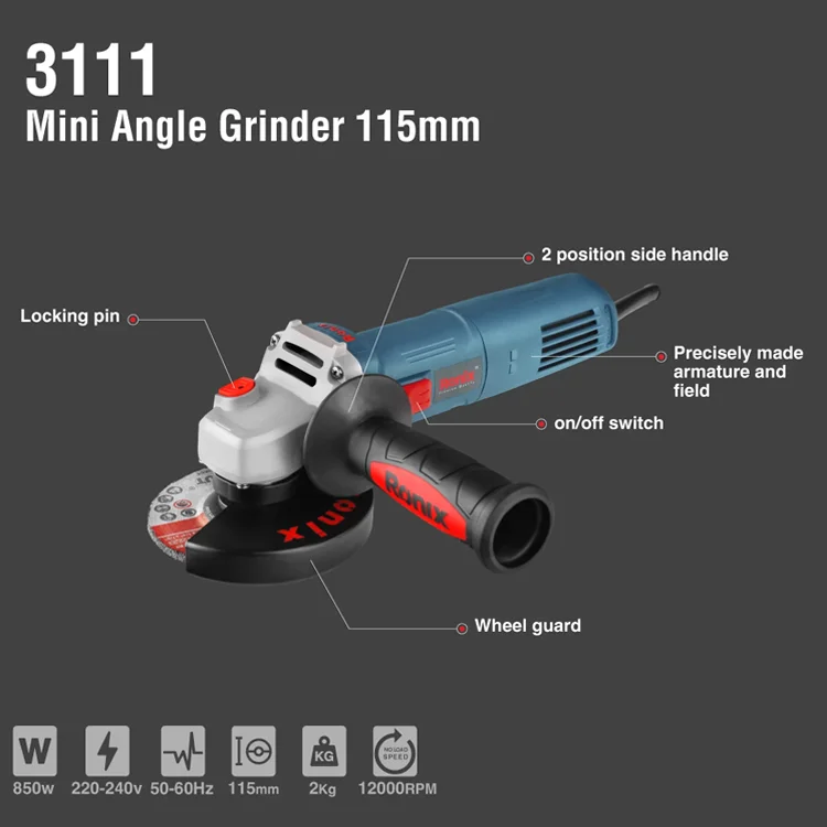 RONIX 115MM/5' mini angle grinder machine 12000RPM Professional Power Tools 850W electric angle grinder,power angle grinder