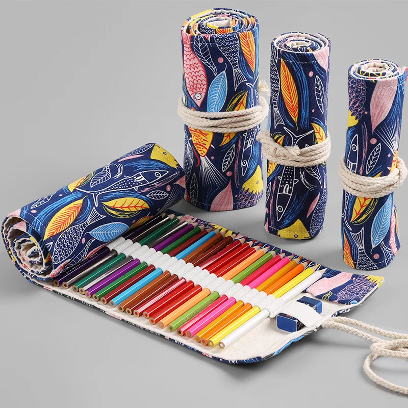 Colored Pencil Wrap Pencils Roll Holder Coloring Pencils Organizer Holder Colored Pen Paint Brush Storage Pouch Portable