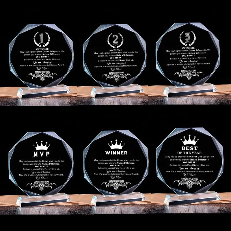 Custom Blue Sailboat Crystal Glass Trophy,Prizes Glass K9 Crystal Award Metal Star Trophies Deco Ornaments Gift with DIY Logo