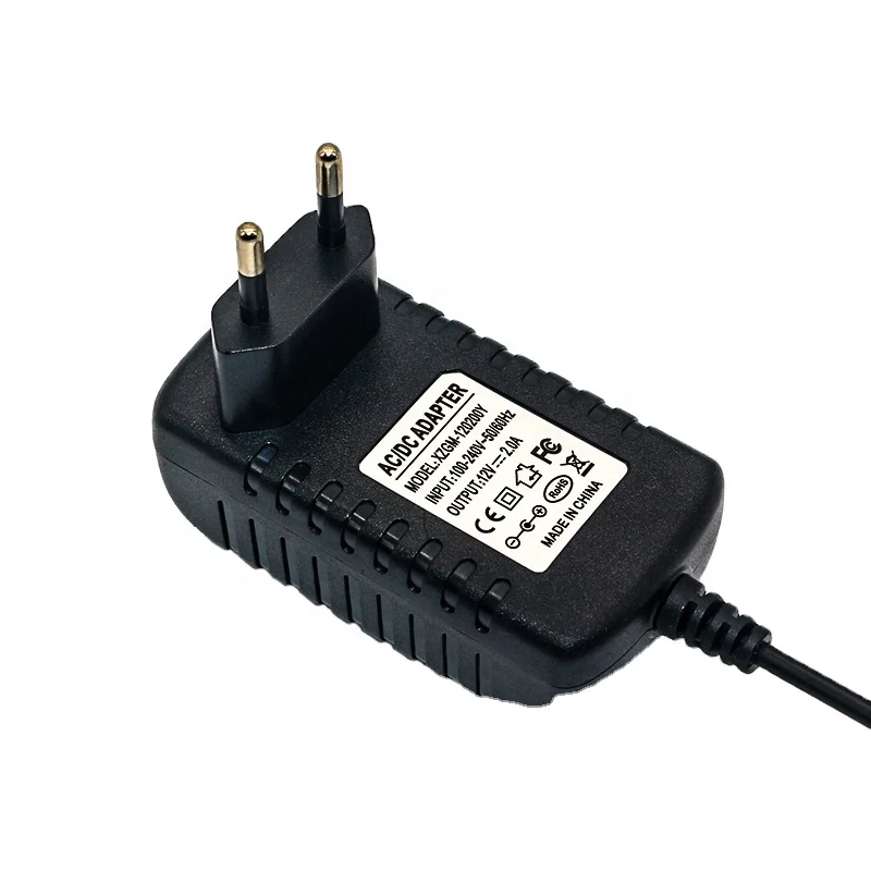 EU UK US Plug Plastic case 12v 2a led power adapter with Red Color LED light