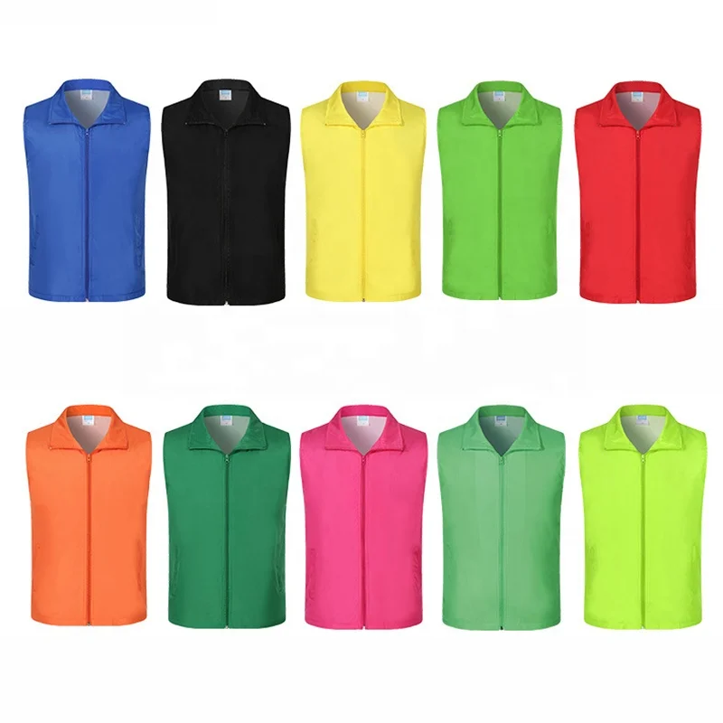 
Wholesale Custom logo print Polyester Waistcoat Sleeveless Volunteer Vest with zipper 