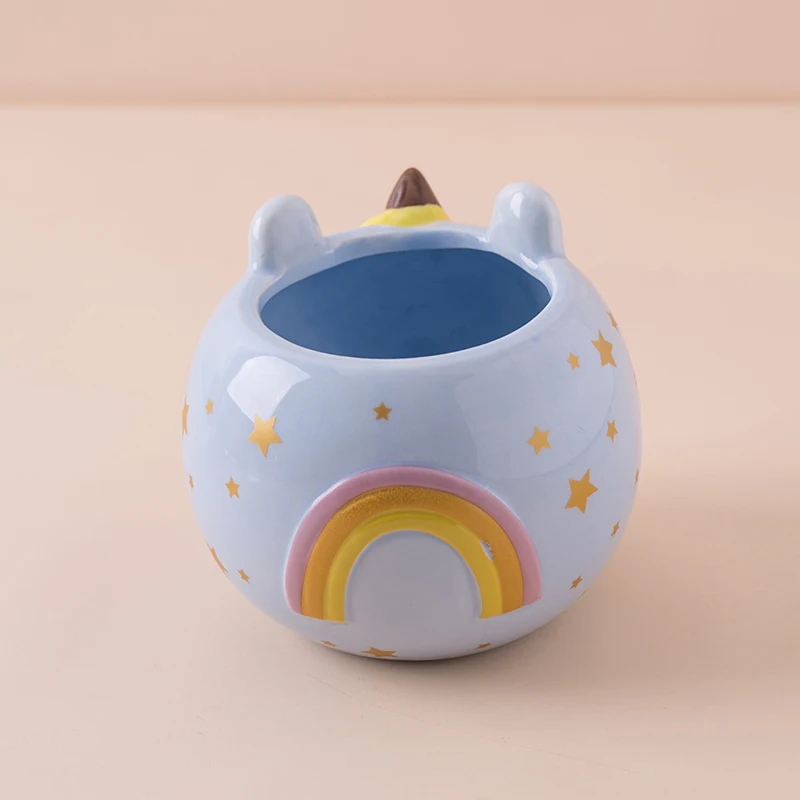 Decorative cute unicorn design stands mini cute cheap ceramic Flower Plant Pots for planting