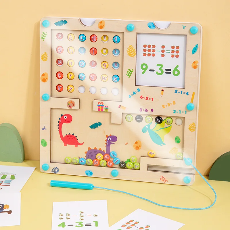 New Wooden Puzzle Activity Board Learning Educational Magnet Color and 26 letters Maze   Matching Toys For Kids Boys Girls