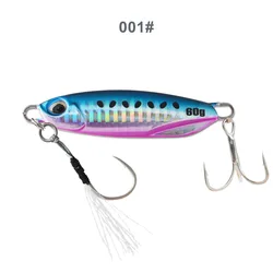 W0932 Shore Jigging Deep Fishing Lure Spearhead Minnow Duo Spinner Swim Bait Jigging Lead Head Spoon Metal Slow Jig 60g