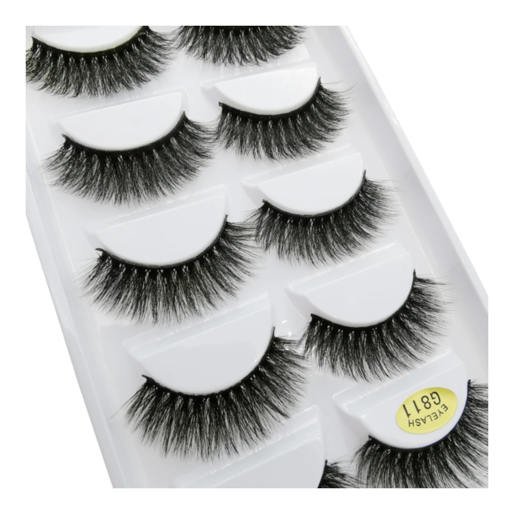 
High quality private label wispy fluffy long 3d 100% mink 5 pairs false eyelashes vendors 
