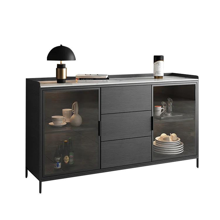 Rock Board Multi Function Storage Dining Room Buffet Luxury Art Deco Sideboard Cabinet