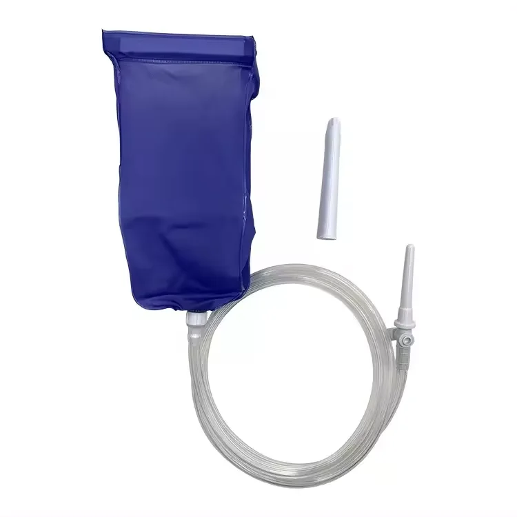 Wholesale adjustable medical grade enema bag pvc cleaning enema bag kit single use enema bag kit set