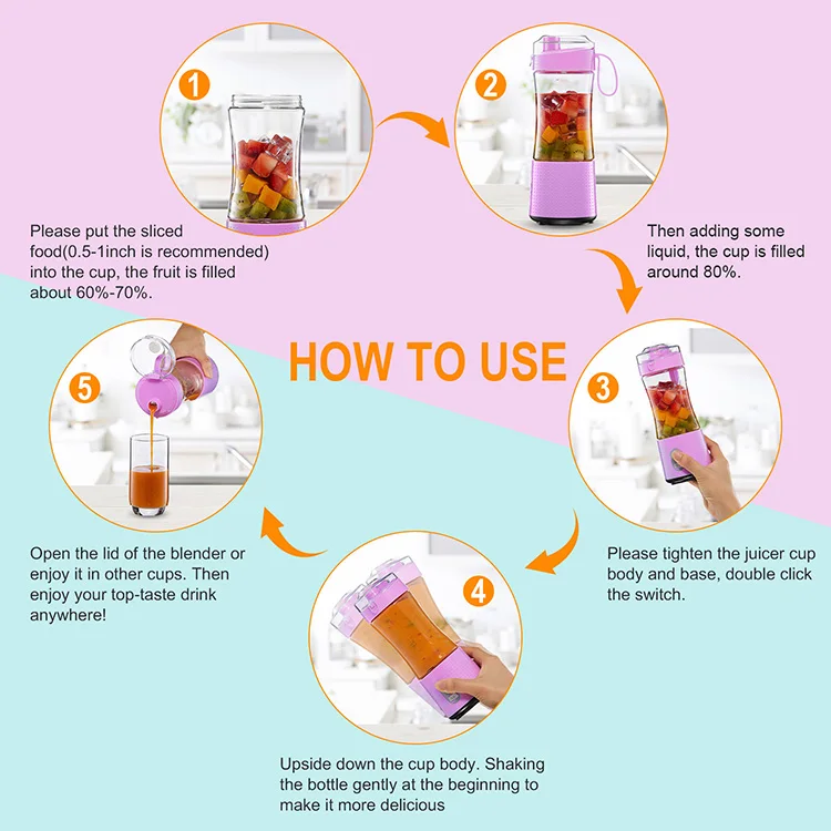 Handheld Outdoor food mixer fresh fruit  smoothie juicer cup mini portable blender