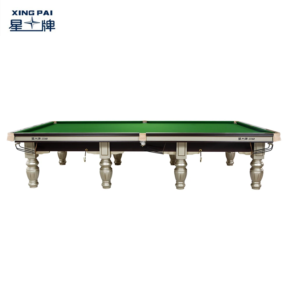 Xingpai XW106-12S 12ft Mesa De Billar British Snooker Pool Billiard Table with Steel Cushion Strachan Gold Club Cloth Silver Leg