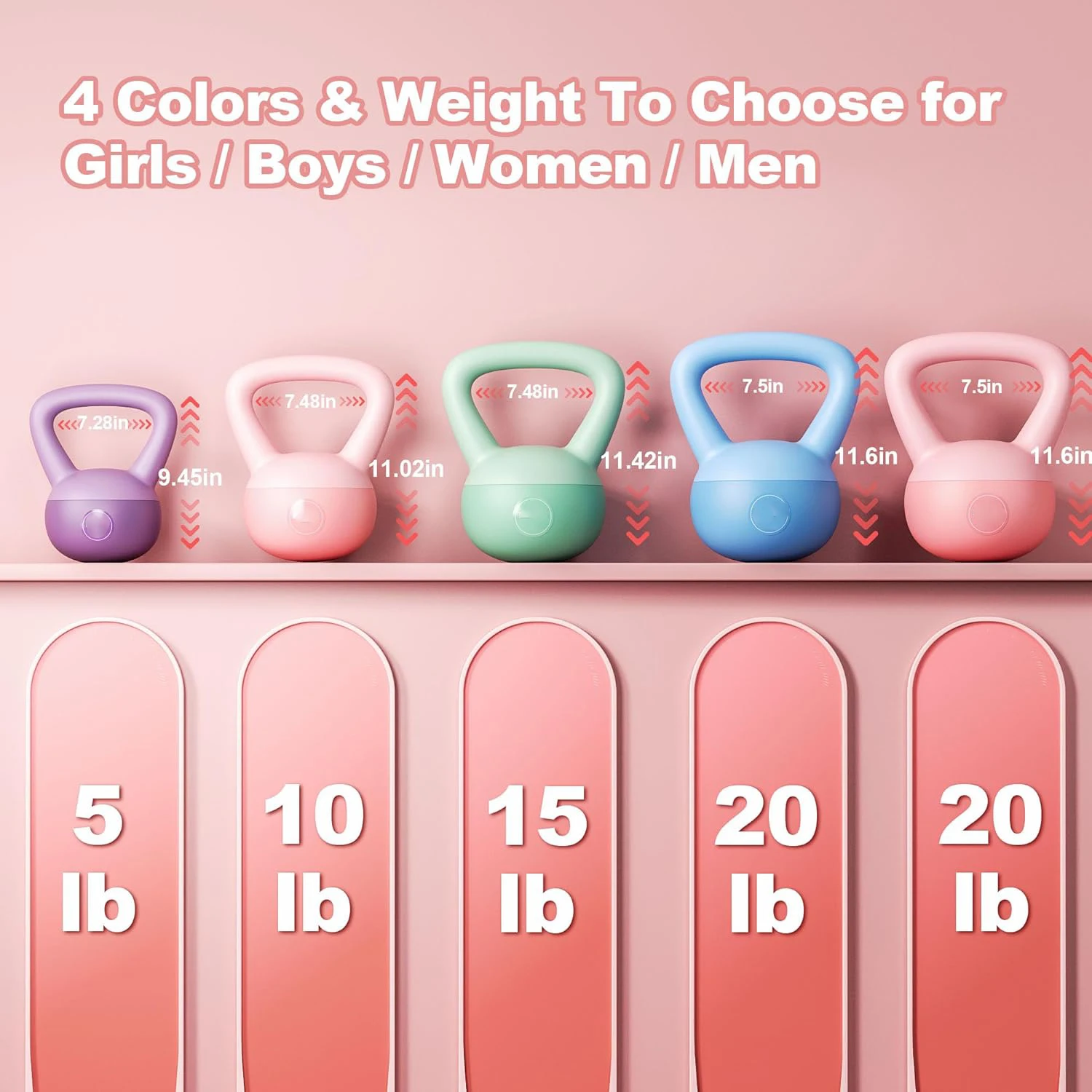 4 KG Soft Kettlebell Home Sports Equipment Women Strength Training Fitness Dumbbells with Handles