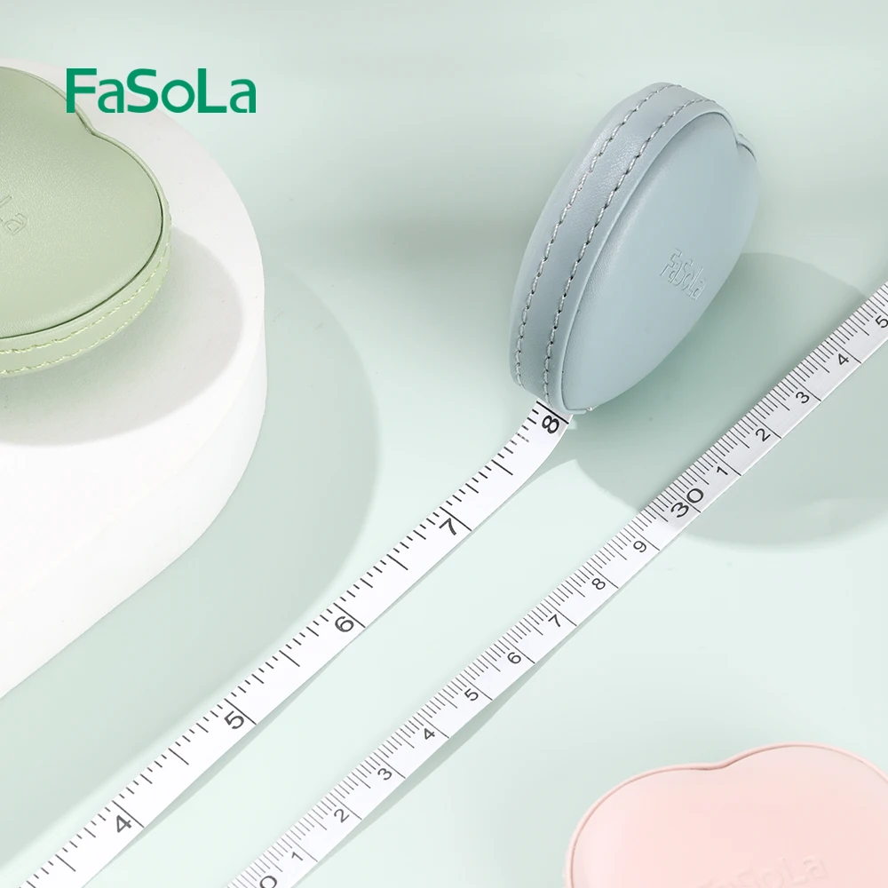 FaSoLa  1.5M Heart Shape PU Soft Tape Measure Double Scale Body Sewing Flexible Ruler Retractable Ruler with Push Button