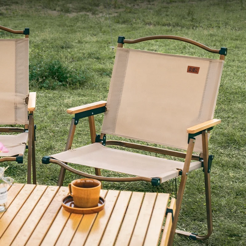 Benjia outdoor furniture kermit chair Wood grain aluminum portable folding camping chair