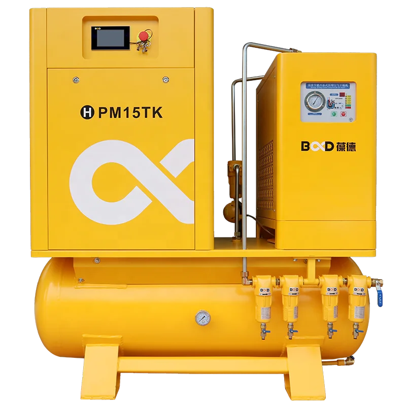 Tank mounted air compressor 7.5KW/10HP rotary screw air compressor with air dryer and filters