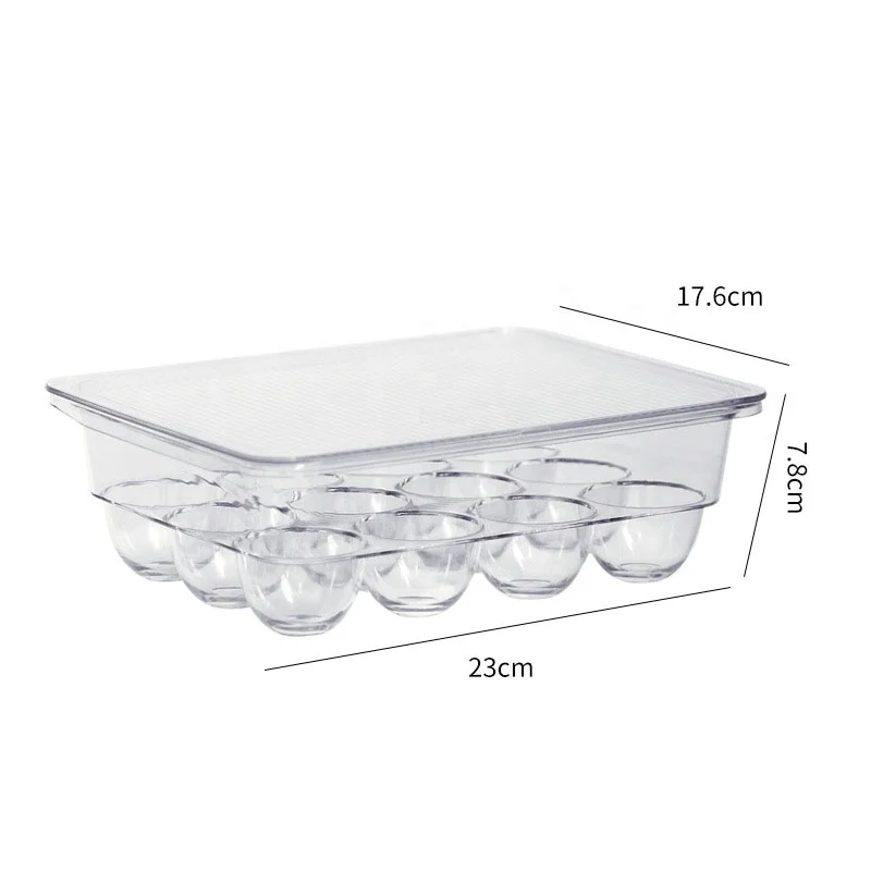 Refrigerator egg storage box Stackable BPA free clear egg organizer container with lid egg tray for refrigerator