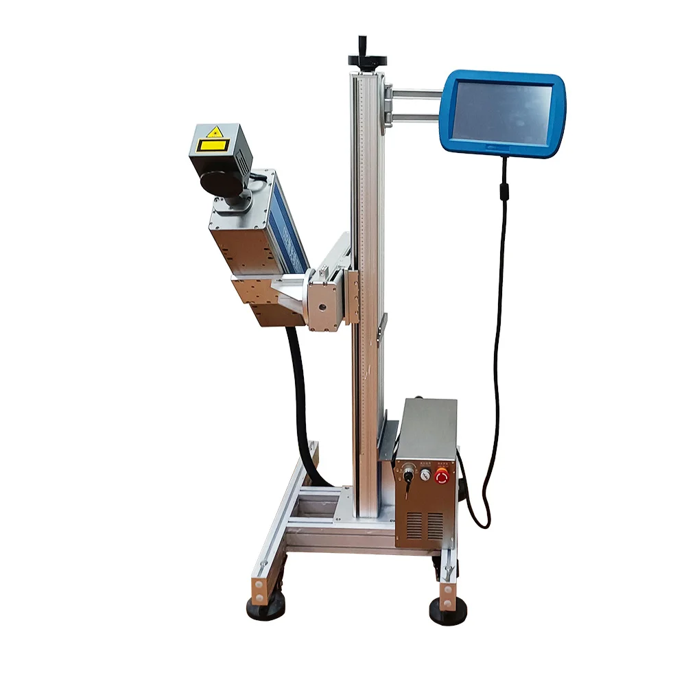 High Speed CO2 Online Flying Laser Jet Printer Expiry Date Batch Coding Machine For Glass Plastic Bottle