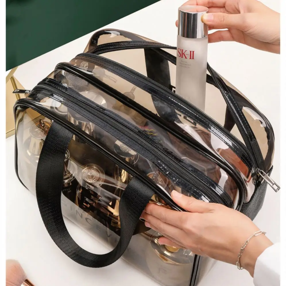 Custom Logo PVC Waterproof Storage Newspaper Transparent Cosmetic Bag PVC Zipper Bag