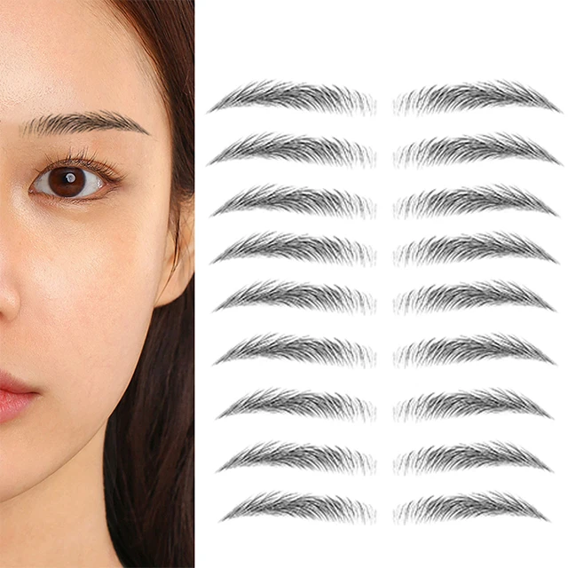 4D Waterproof Eyebrow Tattoos Stickers Transfers Stickers Grooming Shaping Eyebrow Sticker in Arch Style for Women Plastic Bag