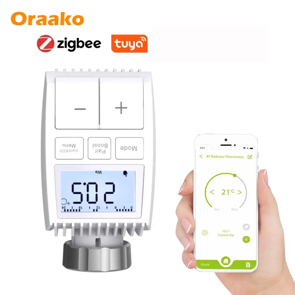 Automatic Plastic Thermostatic Head Zigbee Tuya Wifi Wireless Smart Trv Electric Thermostatic For Radiator