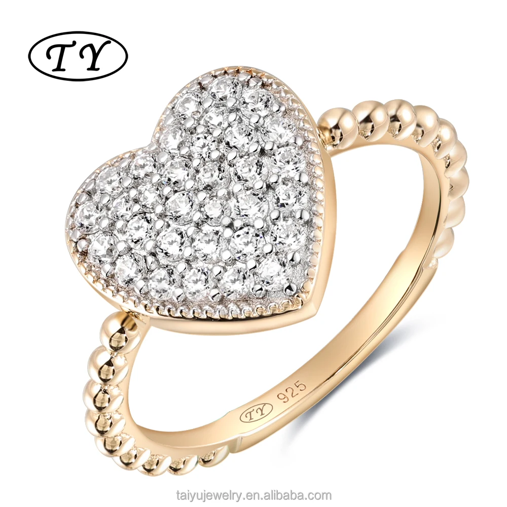 Женское кольцо с цирконием серебром 925 сердечко 14 карат 18 позолоченное на заказ из стерлингового серебра