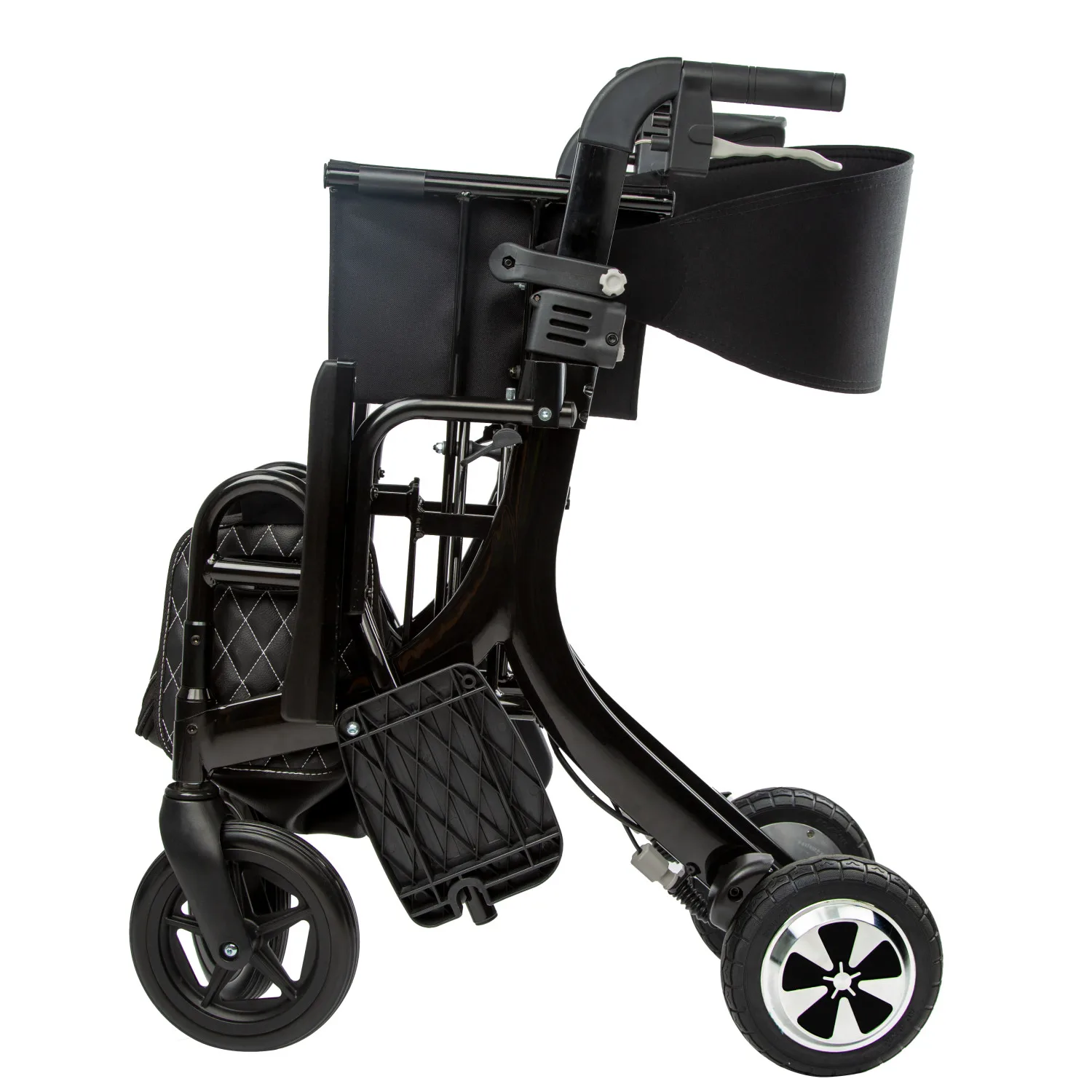 Four wheel electric rollator walker wheelchair aluminum rolling walking folding with 8 inch wheels