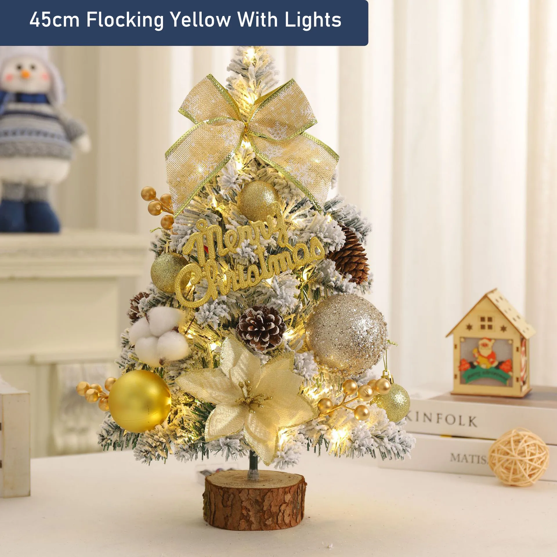 45cm 60cm White Mini Christmas Tree Tabletop Small Christmas Tree with LED Lights christmas tree decoration