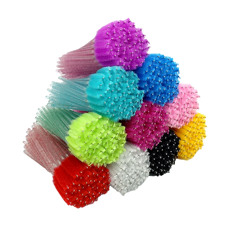 Eyebrow Pink Black Cleansing Colorful Mini Eye Wand Glitter Brush Extension Applicator Eyelash Spoolie Lash Disposable Mascara