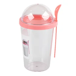 Customized Logo Fashion Design PP  frozen yogurt cup Plastic Salad Drinking Cup with Spoon