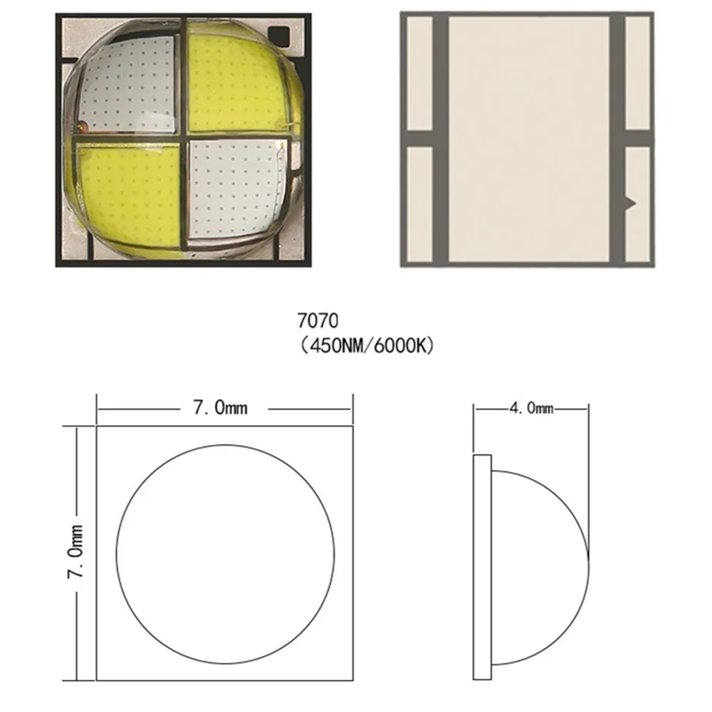 High Power Osram 6065 7070 Size 40W 80W 100W 6V 3A 450NM 660NM White rgbw SMD LED Lamp Bead Diode for car headlight lighting