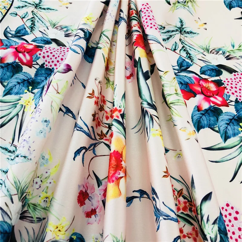 Shaoxing manufacture high quality poly printed silk fabric, 100% polyester satin