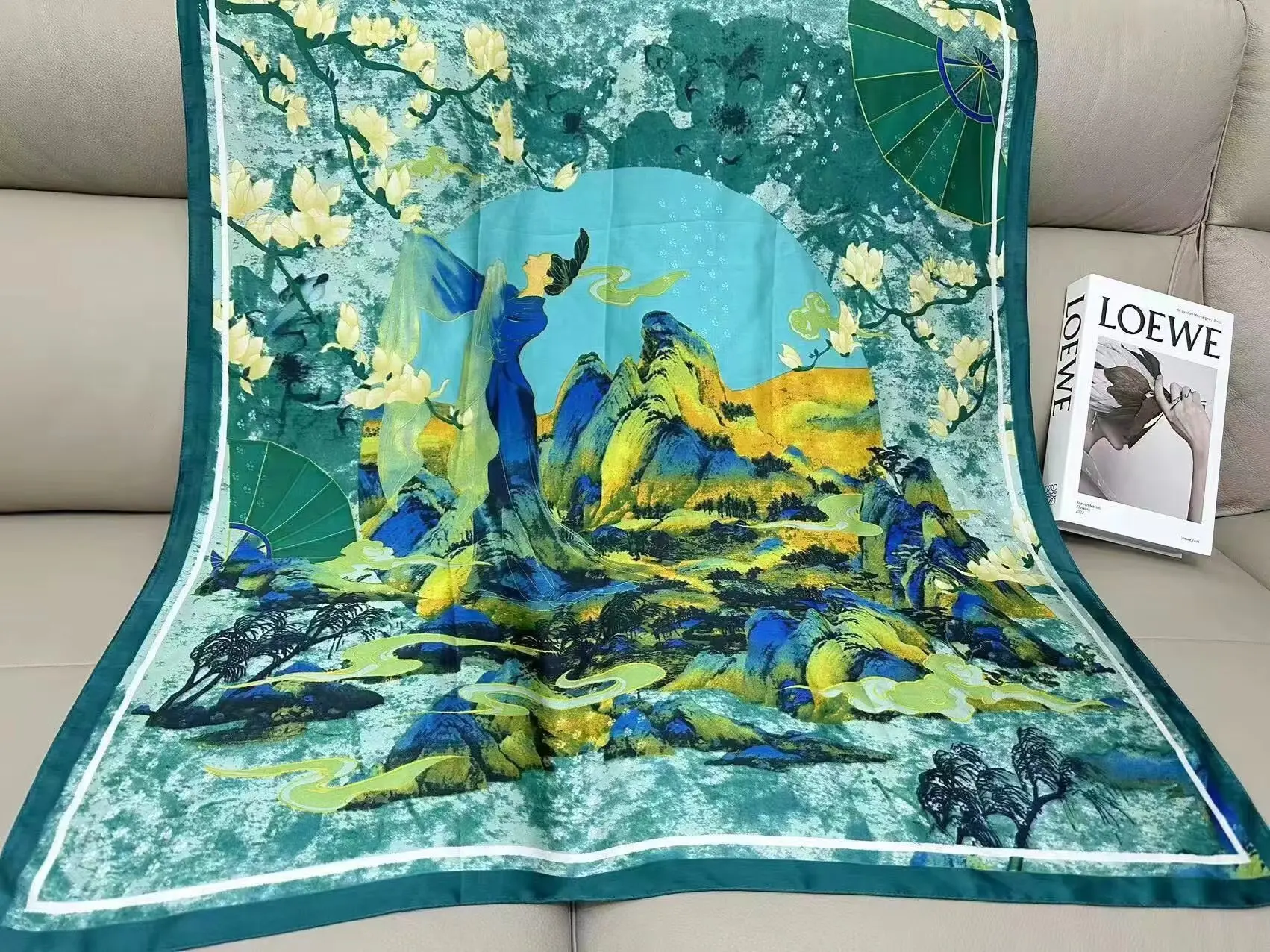 Silkscreen Horse Silkscreen square scarf Bundle scout Stripe Scarves shawl Multi modern