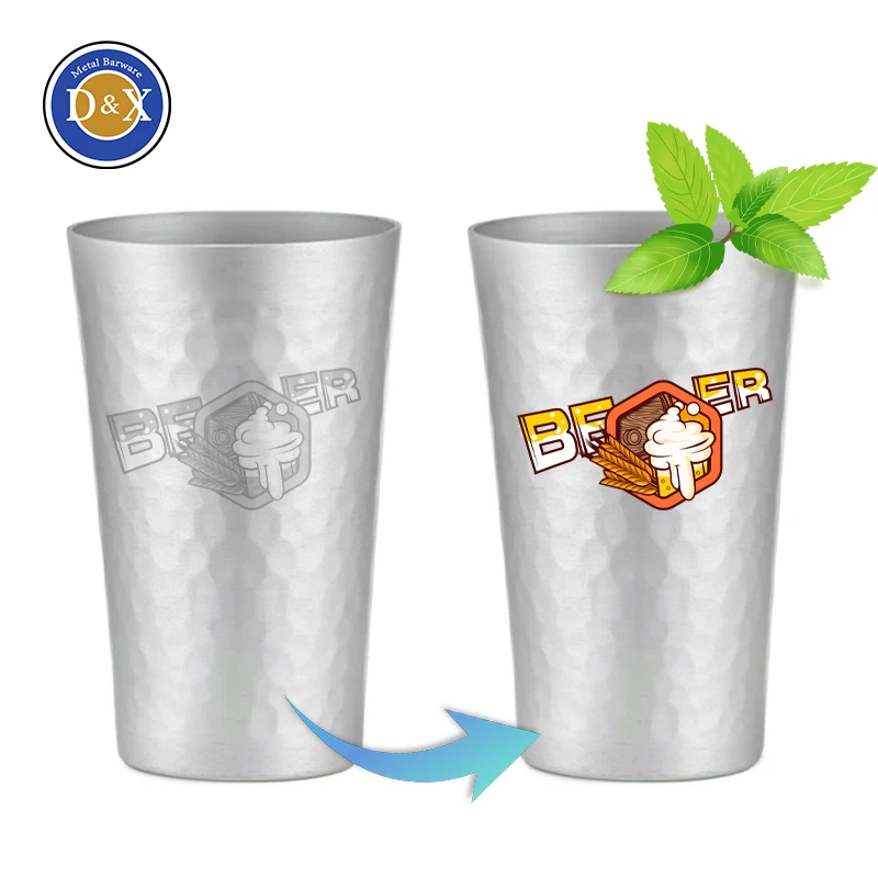 Custom Disposable Color Changing Party Cup Metal Tumbler 450ml Reusable Magic Aluminum Mug Beer Cups