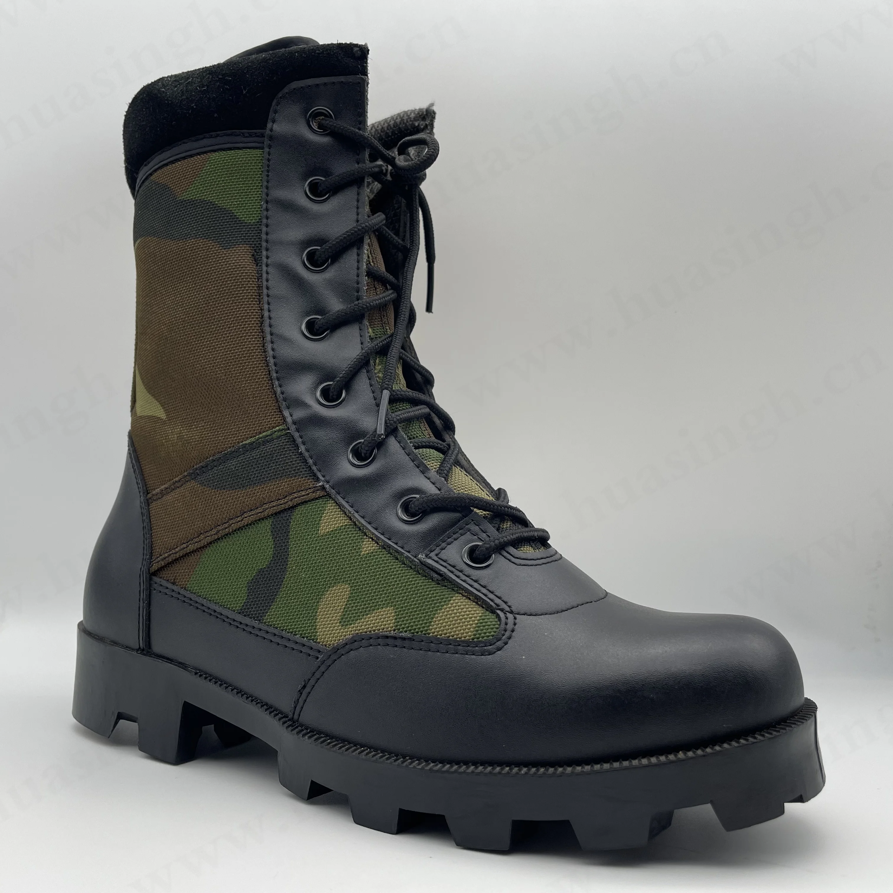 camouflage and leather upper Panama rubber sole hunting hiking jingle boots