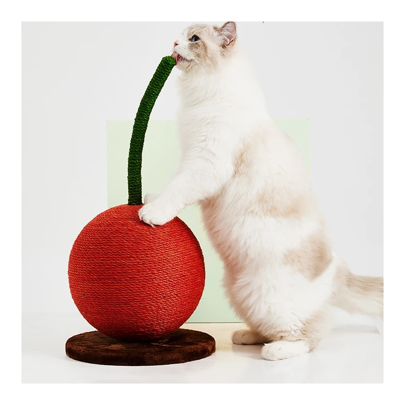 Amazing Cherry shape red sisal cat scratching ball scratch post cat climbing rack
