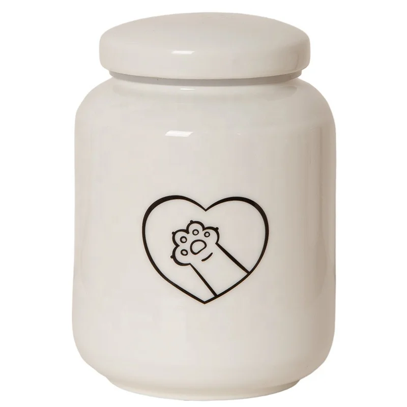 Funeral Urn Ashes Keepsake Ceramic Pet Urns for Large Dogs Pet Funeral White Pet Dog Urns with Paw Print Memorial Ceramic Ashes