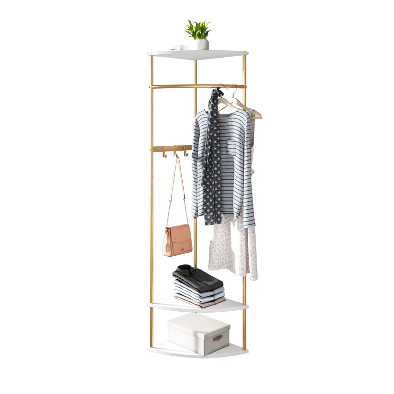 Wholesale Corner clothes hanger Floor Bedroom Corner Coat Rack Nordic Household Metal Simple Modern Clothes Rack