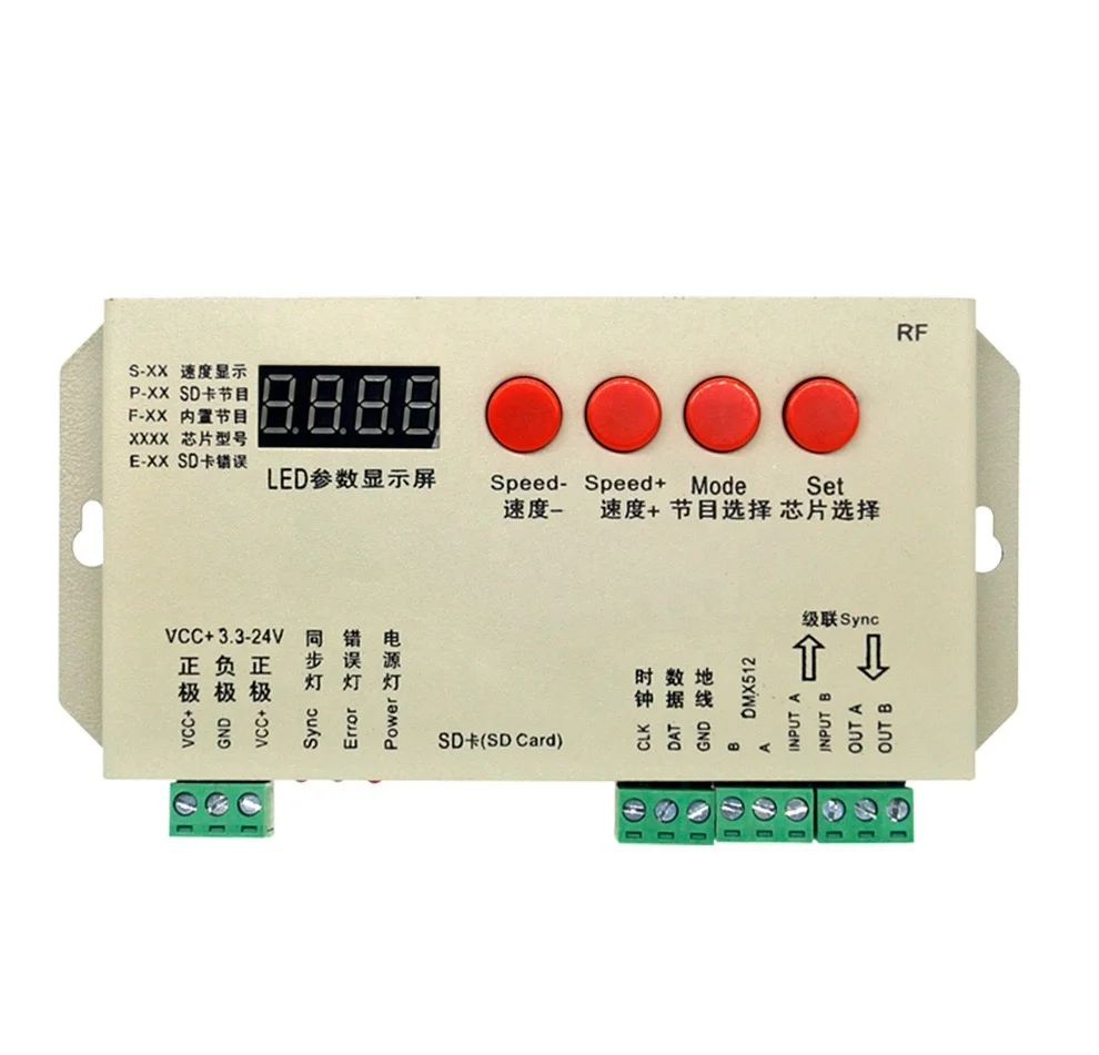 LED Pixel Controller T-1000S K-1000C K-8000C SD Card Programmable ws2811 ws2812b WS2815 SK6812 RGB LED Strip Pixel Controller