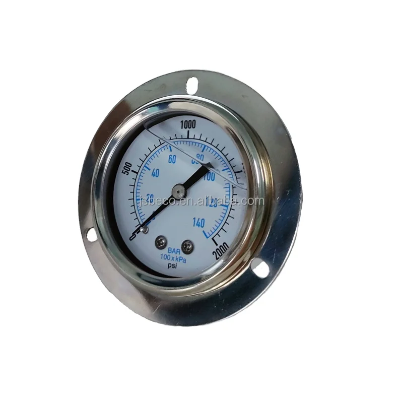 Beco 50mm 140bar Stainless Steel Oil Filled Pressure Gauge With Flange Manometer