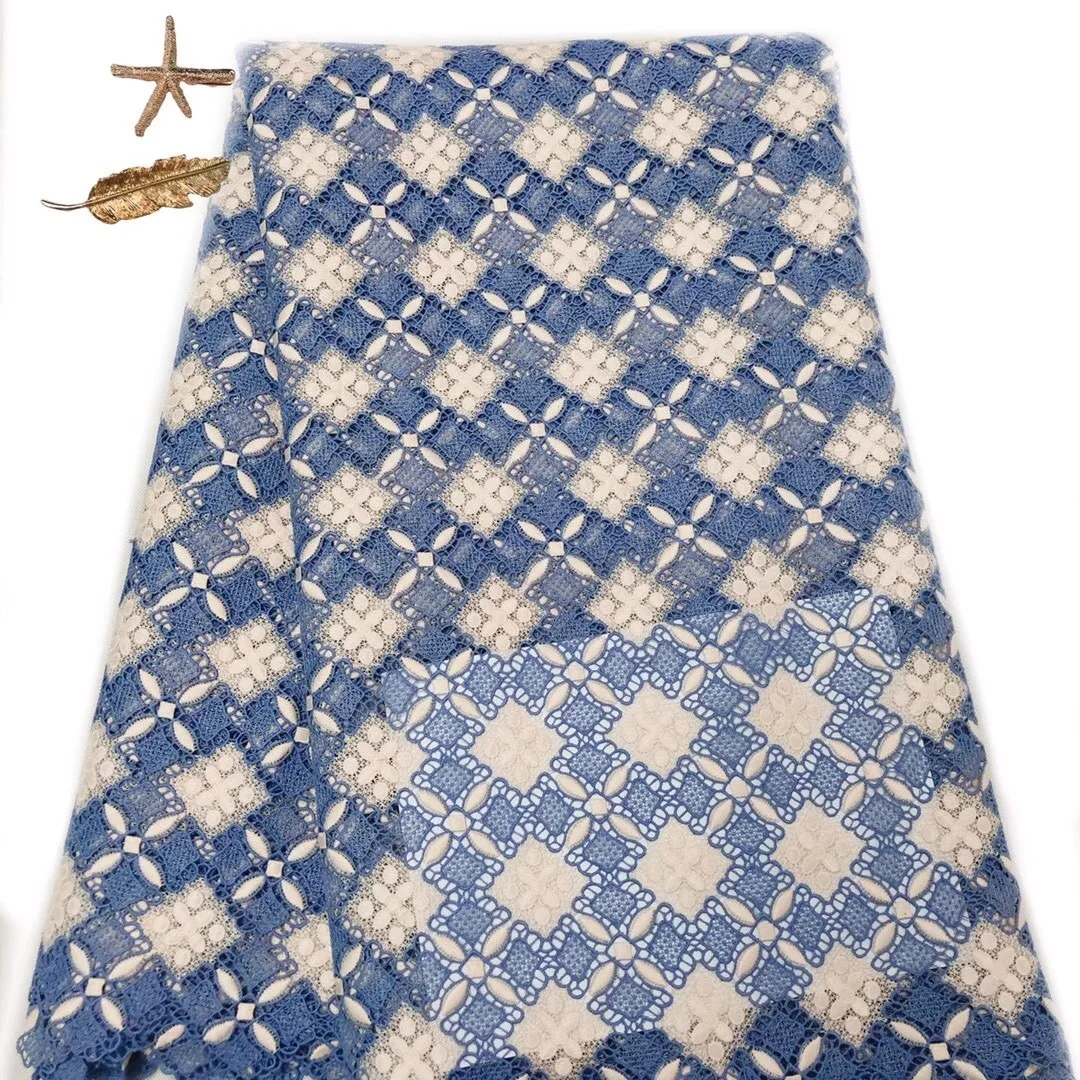 
2020 new design dubai crossstitch mesh embroidered lace fabric elastic french lace 