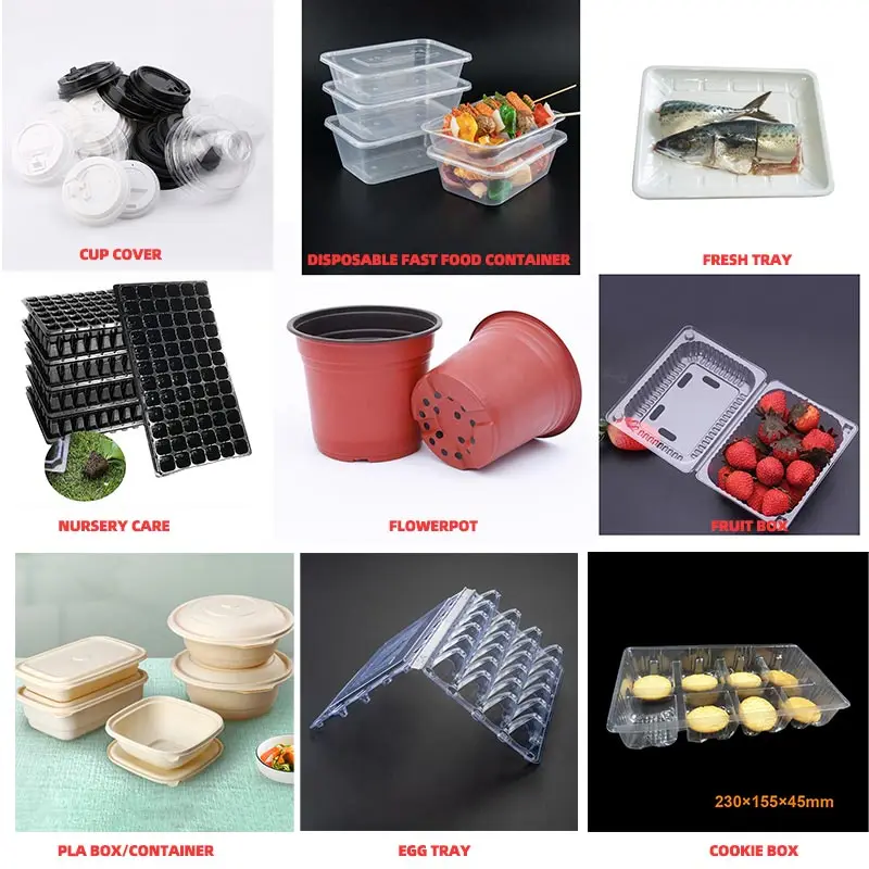 Полностью автоматический пластиковый лоток 2 в 1/3 в 1/4 в 1 Вакуумный и термоформовочный станок с пробивкой