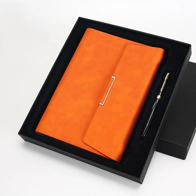 Aesthetic Reusable Yearly Antique Women Luxury Design Note Book A5 Leather Loose Leaf Gift Box Diary