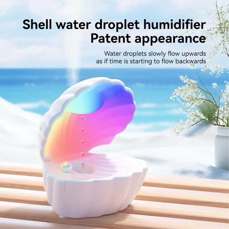 New Arrive Bluetooth Control 7-Color Night Light Anti-Gravity Seashells Humidifier with Bluetooth Speaker for Home Office