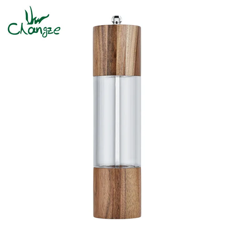 CHANGZE новый дизайн мельница для перца из дерева акации соли и акрилового с керамическим сердечником